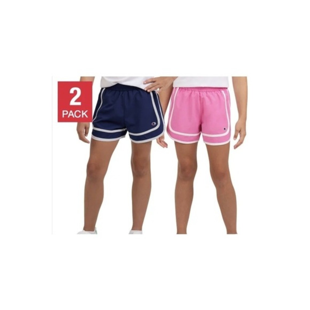 Champion Dolphin Shorts Kids Girls 2 Pack Navy Pink Size Medium Retro Athletic